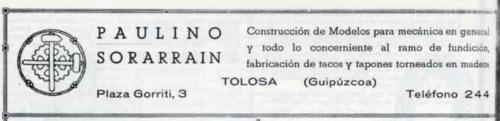 Anuncio original con el primer logotipo y número de teléfono de Paulino Sorarrain